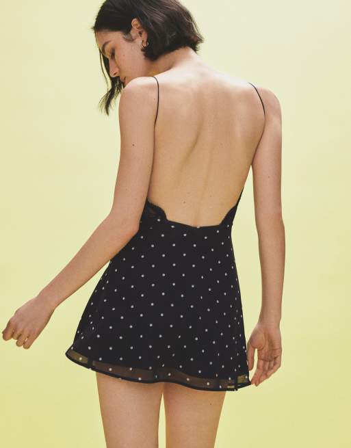 Bershka - Vestito corto in tulle nero con spalline sottili, 3 di 6