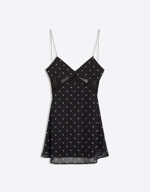Bershka - Vestito corto in tulle nero con spalline sottili, 5 di 6
