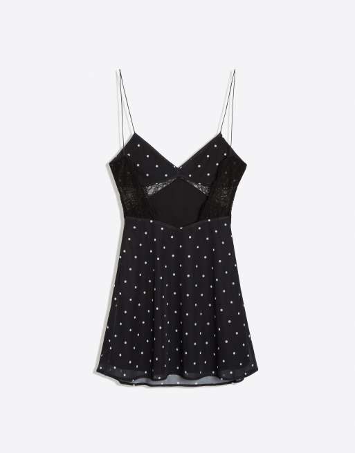 Bershka - Vestito corto in tulle nero con spalline sottili, 6 di 6