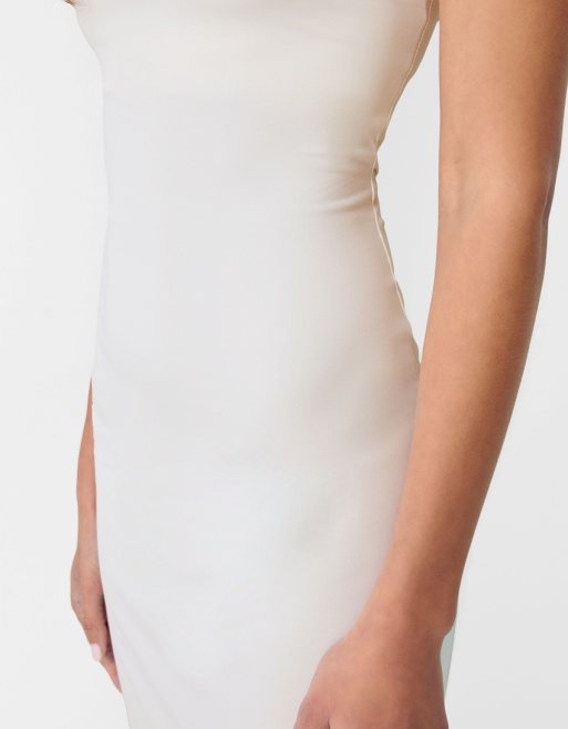 Bershka Vestito lungo a fascia in poliammide crema ASOS