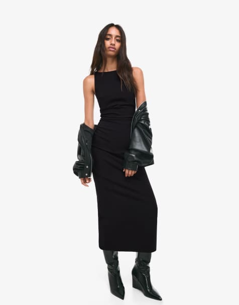 Bershka - Vestito midi in bengalina nero - view 1