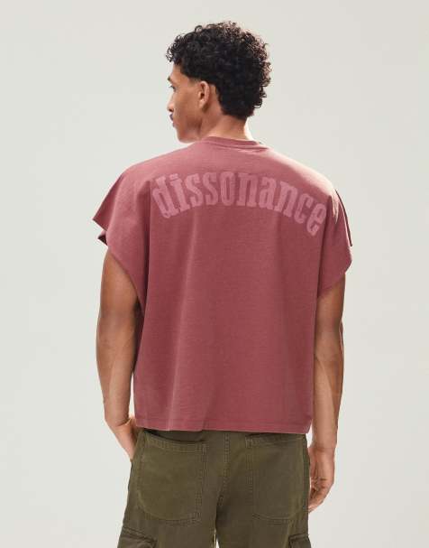 Bershka – Vinröd, ärmlös t-shirt i oversized fit med tryck - view 1