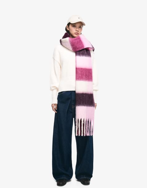 Bershka – Vinröd, rutig halsduk - view 1
