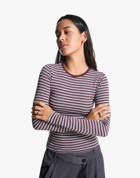 Bershka – Vinröd topp med långa ärmar - view 1