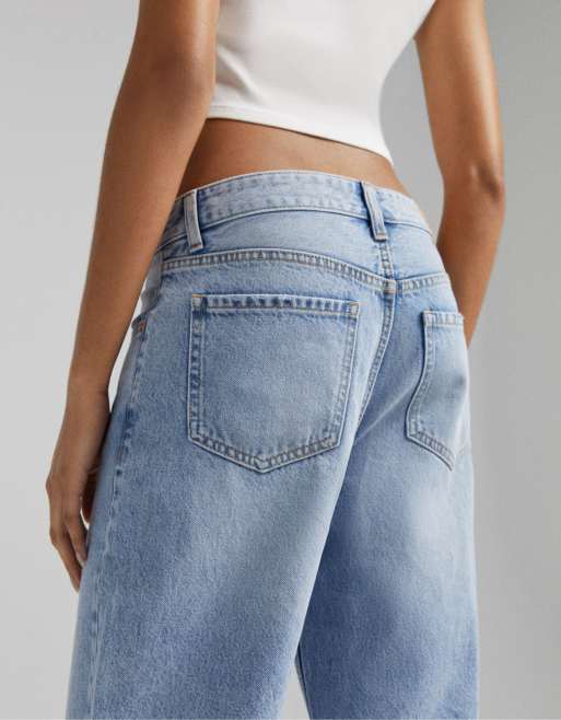 Bershka - Vintageblå lavtaljede posede 90'er-jeans, 3 af 4
