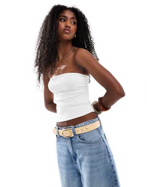 Bershka – Vit bandeau-topp i polyamid - view 1