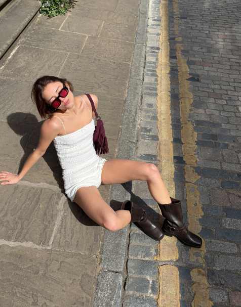 Bershka – Vit bandeau-topp i spets - view 1