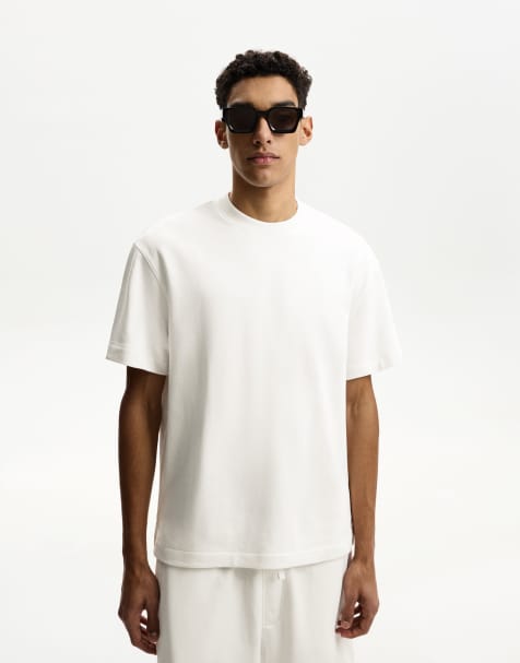 Bershka – Vit, kortärmad t-shirt i kraftigt material - view 1