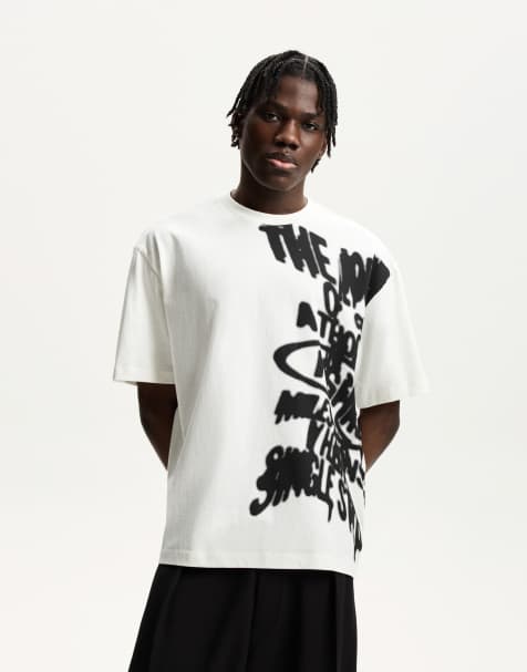 Bershka – Vit kortärmad t-shirt med tryck - view 1