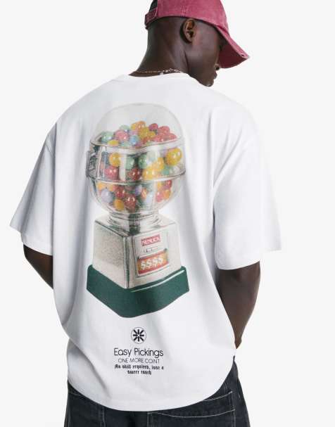 Bershka – Vit kortärmad t-shirt med tryck - view 1