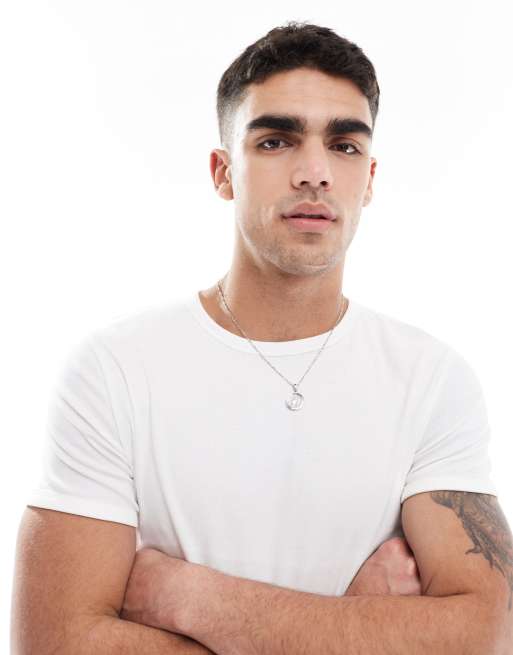 Bershka – Vit, ribbad t-shirt med smal passform