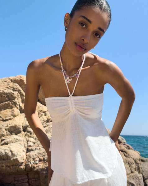 Bershka – Vit, rustik bandeau-topp - view 1