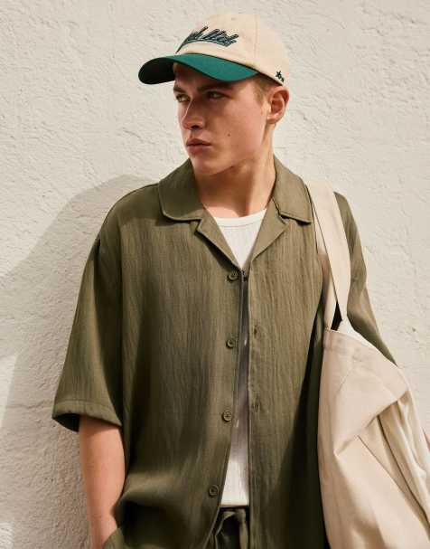 Bershka – Vit, rustik skjorta med korta ärmar - view 1