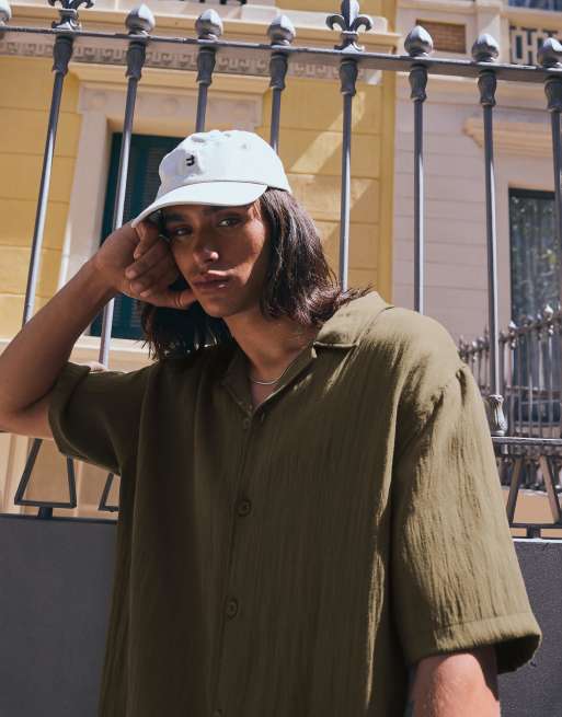 Bershka – Vit, rustik skjorta med korta ärmar, 4 av 4