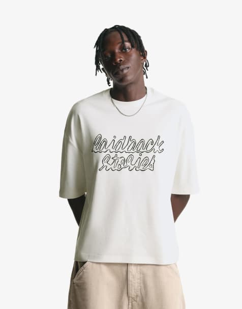 Bershka – Vit skjorta med boxig passform, broderi och korta ärmar - view 1