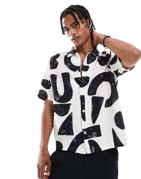 Bershka – Vit skjorta med geometriskt mönster - view 1
