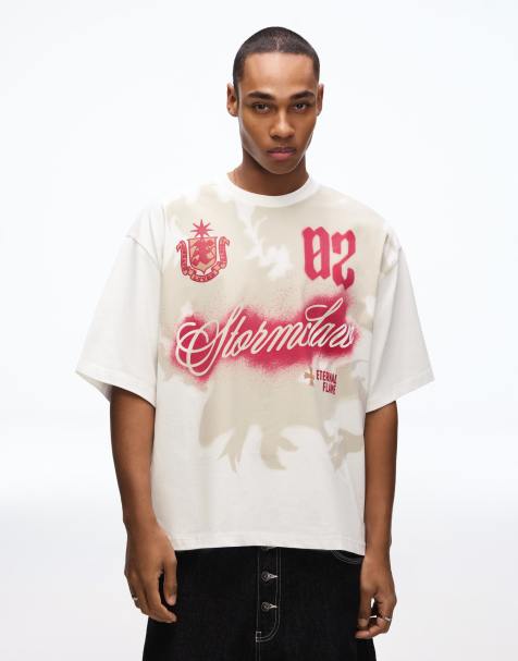 Bershka – Vit t-shirt med boxig passform och korta ärmar - view 1