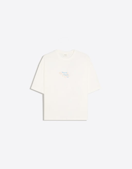 Bershka – Vit t-shirt med boxig passform och korta ärmar, 5 av 6