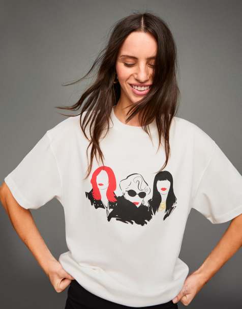 Bershka – Vit t-shirt med korta ärmar och "The Devil Wears Prada"-tryck - view 1