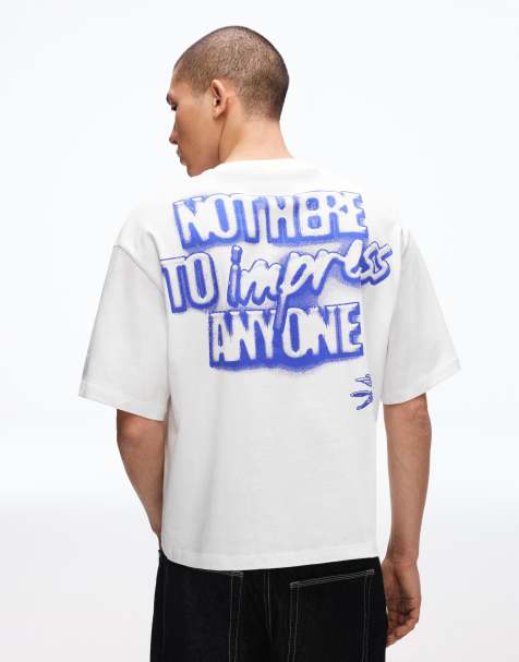 Bershka – Vit t-shirt med korta ärmar och tryck - view 1