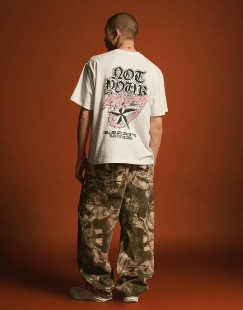 Bershka – Vit t-shirt med korta ärmar och tryck - view 1