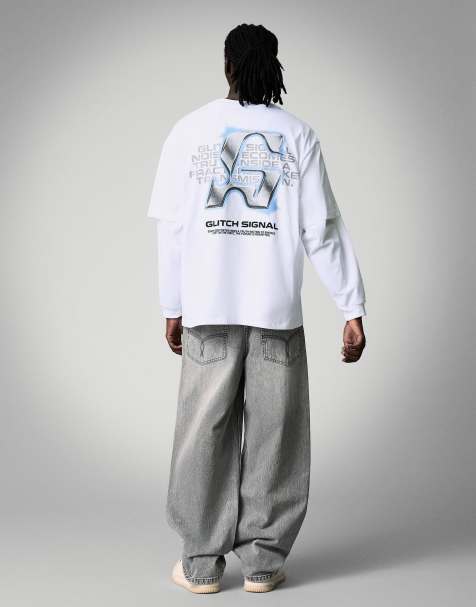 Bershka – Vit t-shirt med korta ärmar och tryck - view 1
