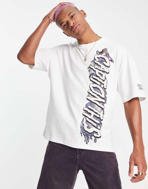 Bershka Vit t shirt med peace tryck ASOS
