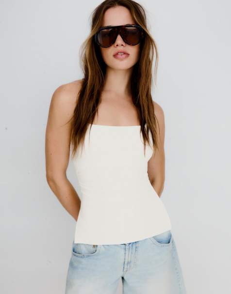 Bershka – Vit topp med halterneck - view 1