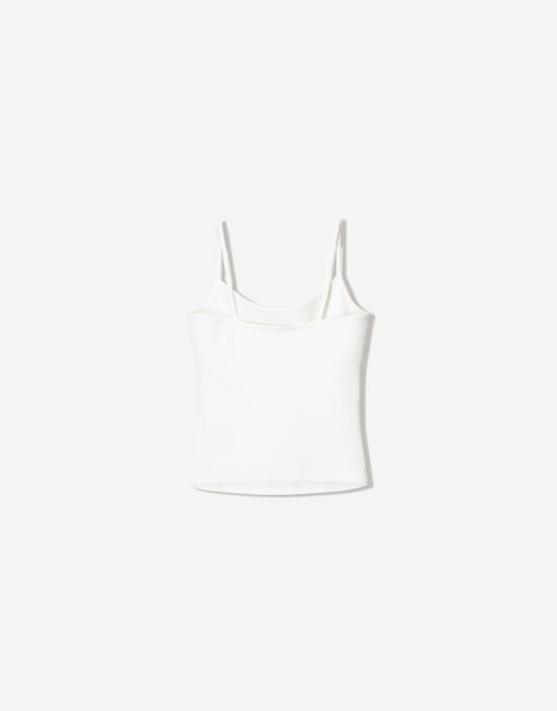 Bershka – Vit topp med smala axelband, 6 av 6