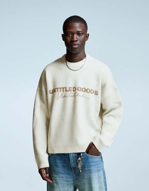 Bershka – Vit tröja i mönstrad jacquard - view 1
