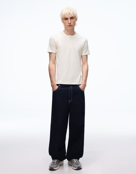 Bershka – Vit, våffelstickad t-shirt med korta ärmar - view 1