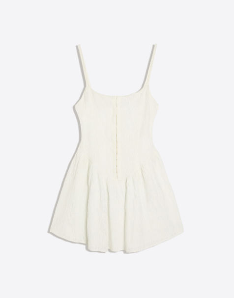 Bershka – Vit, virkad, rustik miniklänning - view 1
