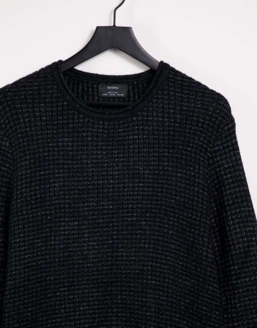 Black 2025 waffle sweater