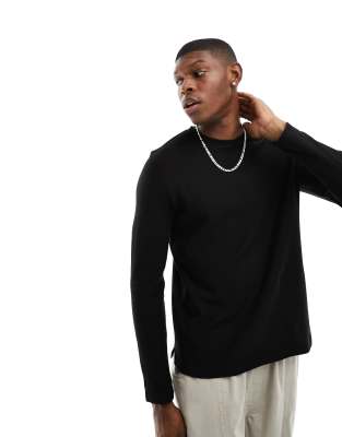 Black waffle hotsell long sleeve