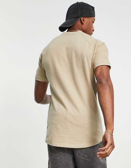 Bershka waffle textured t-shirt in tan