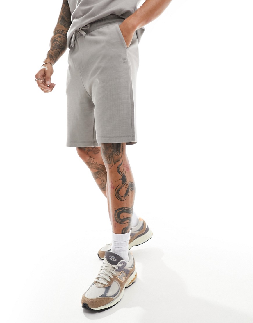 waffle textured shorts in gray - part of a set