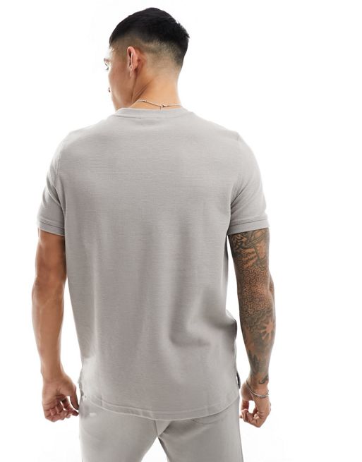 Bershka waffle textured t-shirt in tan