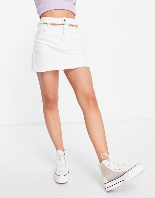 White denim 2025 skirt bershka