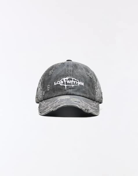 Bershka Washed cap with heavy distressing in black - view 1