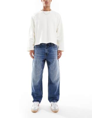 Bershka Bershka washed fare jean in blue