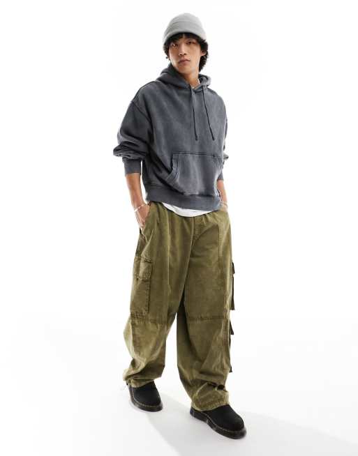 Bershka washed hoodie in charcoal | ASOS