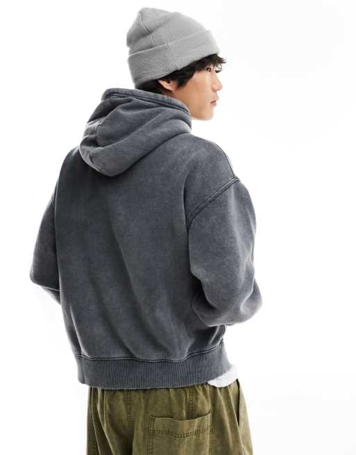 Bershka washed hoodie in charcoal | ASOS