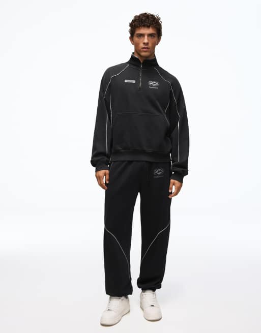 Bershka Washed joggers with piping in black, 2 of 5