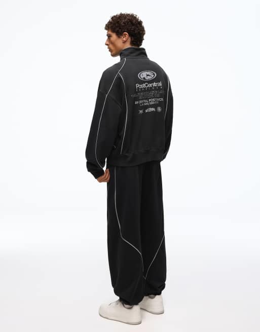 Bershka Washed joggers with piping in black, 4 of 5