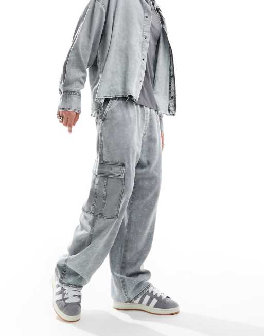 Bershka washed pants in grey (part of a set)