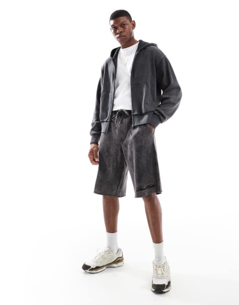 Bershka washed short co-ord in grey - view 1