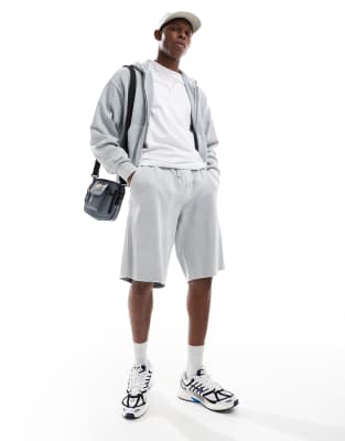 Bershka Bershka washed short co-ord in light grey