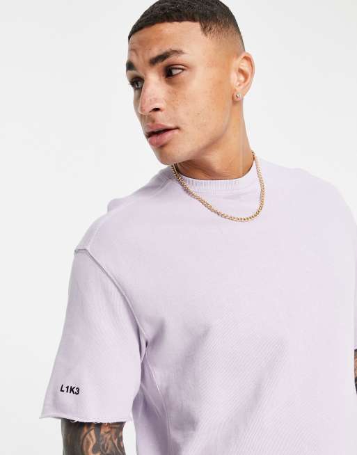 Bershka washed t-shirt with raw edge in lilac - part of a set