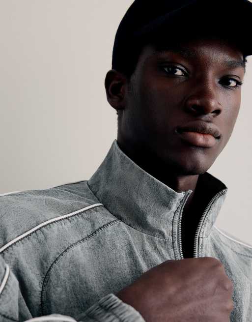 Bershka Washed technical jacket in dark grey | ASOS
