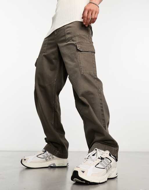 Bershka washed wide cargos in brown